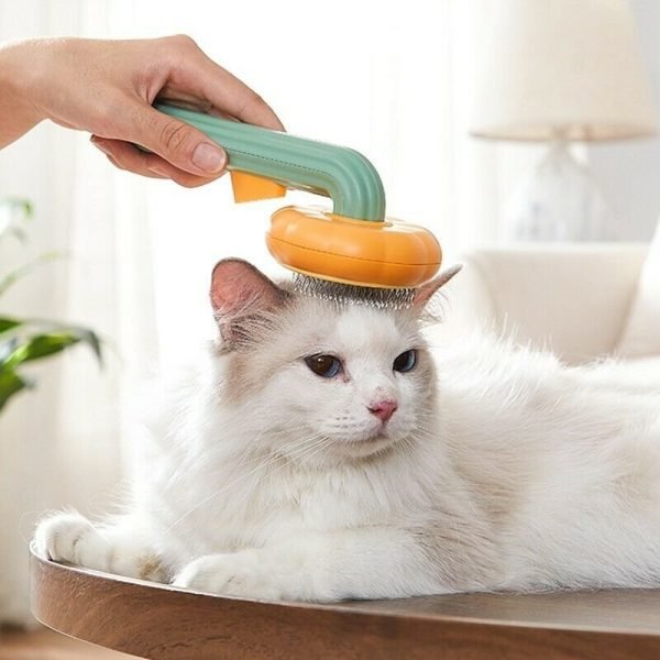 Pet Pumpkin Brush, Pet Grooming Self Cleaning Slicker Brush For Dogs Cats Puppy Rabbit, Cat Brush Grooming Gently Removes Loose Undercoat, Mats Tangled Hair Slicker Brush - Image 2