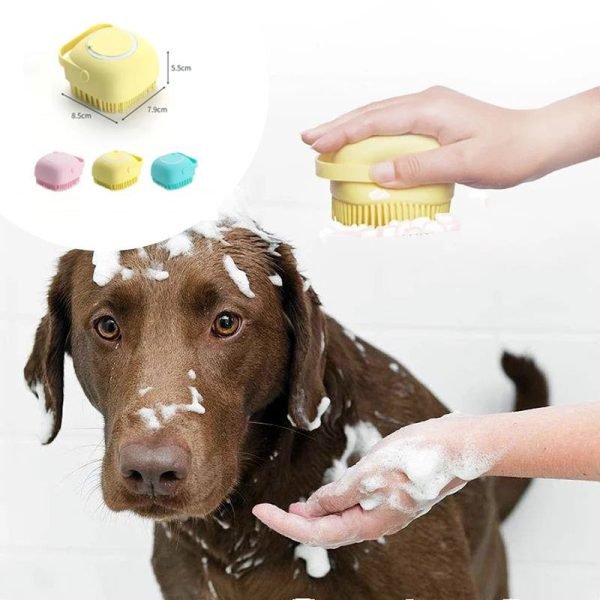 Silicone Dog Bath Massage Gloves Brush Pet Cat Bathroom Cleaning Tool Comb Brush For Dog Can Pour Shampoo Dog Grooming Supplies - Image 2