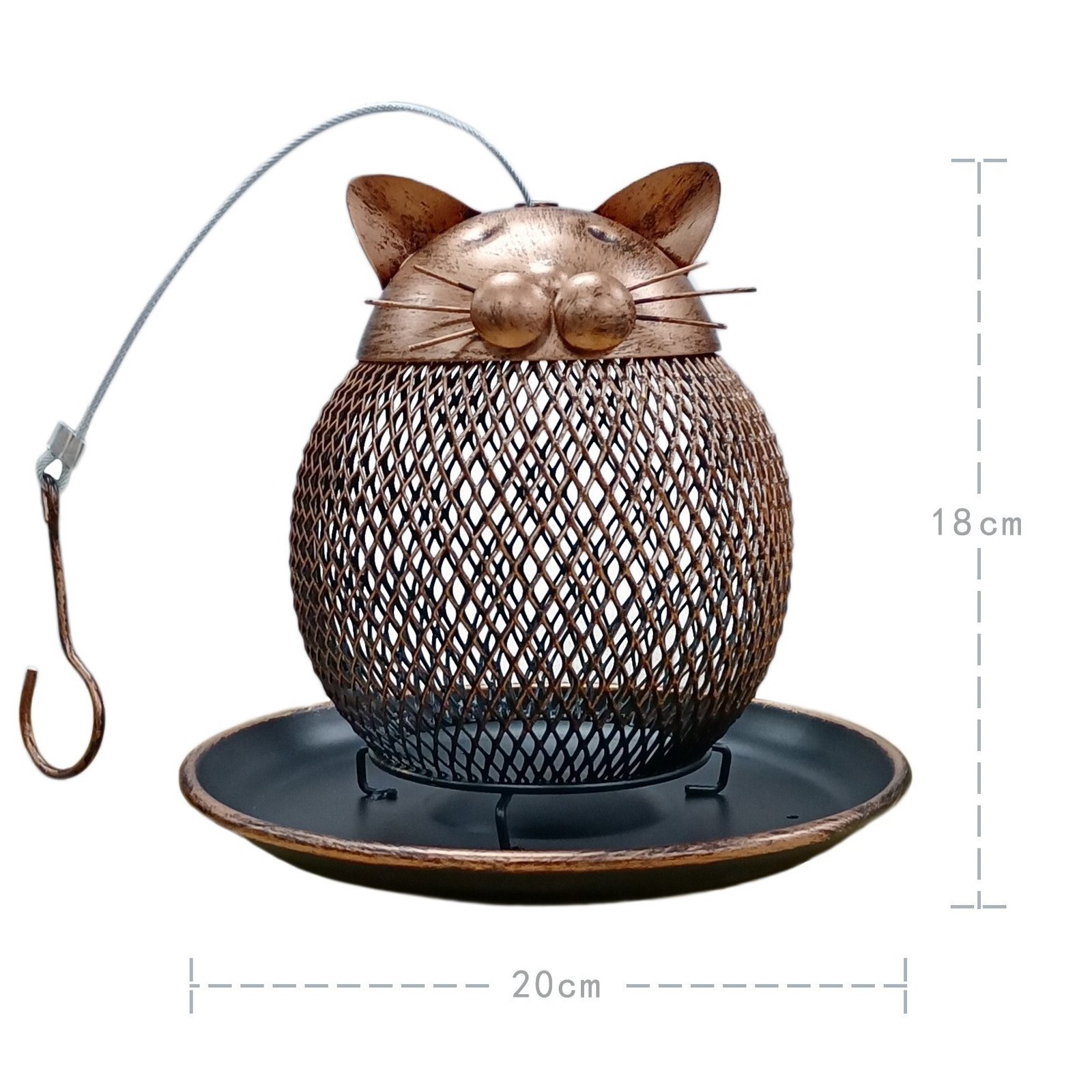 Cat Shaped Bird Feeder Cat Shaped Vintage Handmade Outdoor Decor Villa Garden Decoration Hanging Bird Outdoor Feeder - Image 3