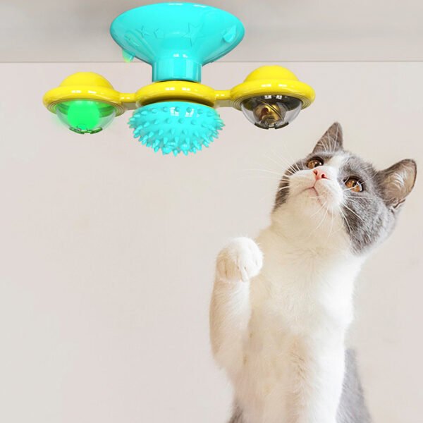 Cat Rotating Windmill Multi-Function Toys Itch Scratching Device Teeth Shining Toy - Image 4