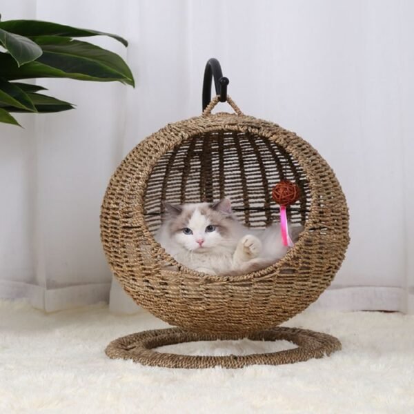 Pet Cat Litter Round Semi-enclosed Opening Cat Hanging Basket - Image 2