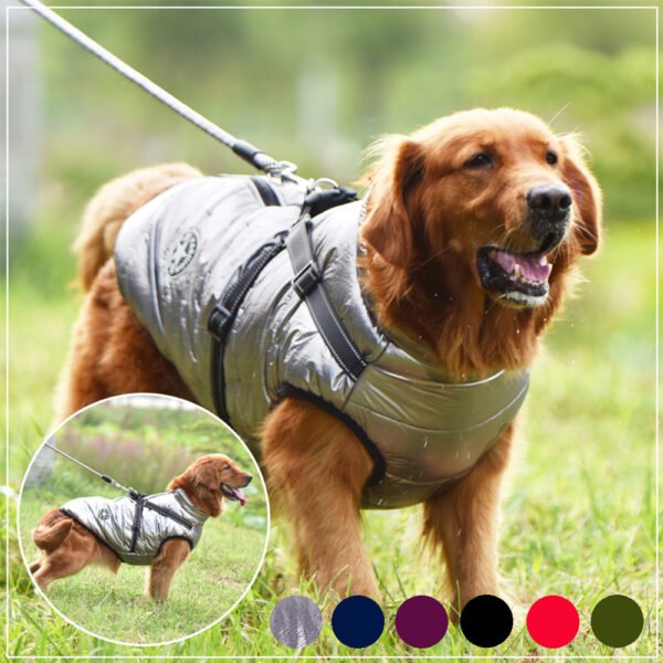 Waterproof Dog Clothes Winter Dog Coat With Harness Warm Pet Clothing Big Dog Jacket Chihuahua Labrador Coat Costume - Image 2