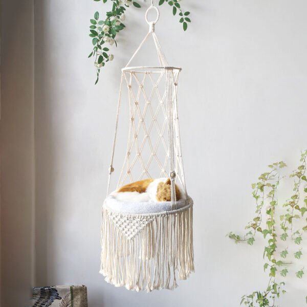 Macrame Hanging Pet Bed Macrame Cat Hammock Wall Hanging Cat Hammock Macrame Cat Bed-Pet Gifts Hammock Macrame Cat Swing - Image 6