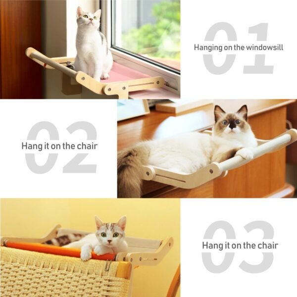 Mewoofun Pet Cat Window Perch 4 Color Wooden Assembly Hanging Bed Cotton Canvas Easy Washable Multi-Ply Plywood New Dropshipping - Image 3