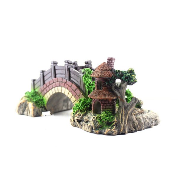 Resin Bridge Arch Bridge Black Red Bridge Fish Tank Landscaping Decoration Bridge Aquarium Equipment Accessories Turtle Climbing Platform Retro Arch Bridge - Image 3