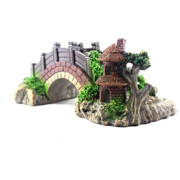 Resin Bridge Arch Bridge Black Red Bridge Fish Tank Landscaping Decoration Bridge Aquarium Equipment Accessories Turtle Climbing Platform Retro Arch Bridge - Image 2