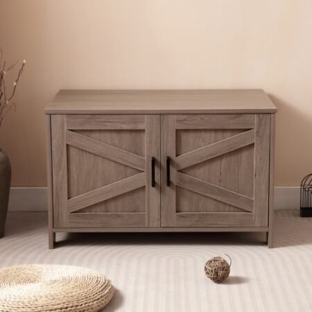 Cat Litter Box Enclosure, Litter Box Furniture Hidden With Barn Door, Wooden Cat Washroom Furniture, Cat House, End Table, Fit Most Of Litter Box - Image 7