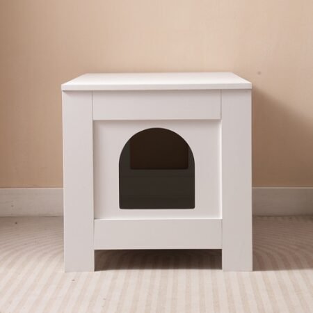 Cat Litter Box Enclosure, Litter Box Furniture Hidden With Barn Door, Wooden Cat Washroom Furniture, Cat House, End Table, Fit Most Of Litter Box - Image 3