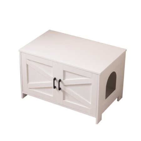 Cat Litter Box Enclosure, Litter Box Furniture Hidden With Barn Door, Wooden Cat Washroom Furniture, Cat House, End Table, Fit Most Of Litter Box - Image 2