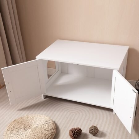 Cat Litter Box Enclosure, Litter Box Furniture Hidden With Barn Door, Wooden Cat Washroom Furniture, Cat House, End Table, Fit Most Of Litter Box - Image 6