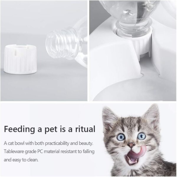 Double Dog Cat Bowls Pets Water And Food Bowl Set 15 Tilted Water And Food Bowl Set With Automatic Waterer Bottle For Small Or Medium Size Dogs Cats - Image 3