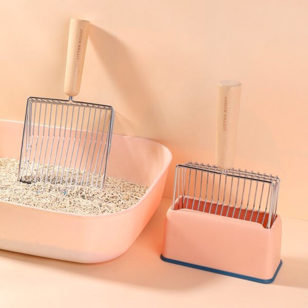 Metal Filter Cat Litter Shovel Set Pet Toilet Cleaning Scoop Poop Clean Tool Large Wooden Handle Pets Supplies - Image 9