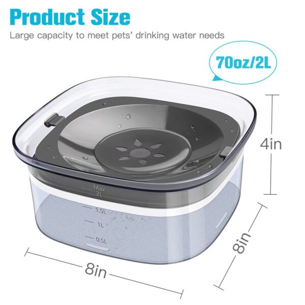 70oz Dog Water Bowl Large Capacity Spill Proof Dog Bowl Transparent 2L Visible Water Level Slow Drinking Bowl For Dogs And Cats Pet Products - Image 9