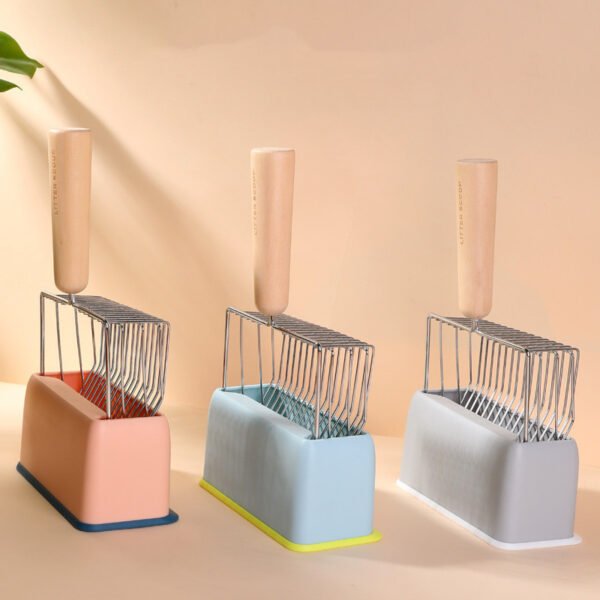 Metal Filter Cat Litter Shovel Set Pet Toilet Cleaning Scoop Poop Clean Tool Large Wooden Handle Pets Supplies - Image 4