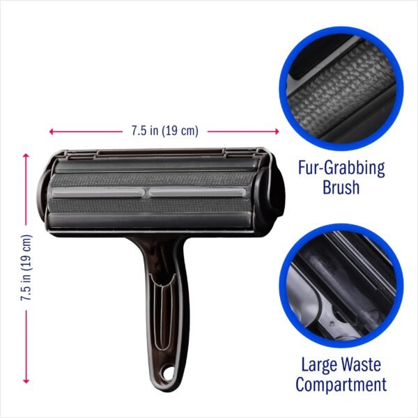 Pet Hair Remover With Reusable Sticky Applicator - Black Cat And Dog Hair Remover For Furniture, Sofas, Carpets, Clothing And Bedding - Portable Multi-Surface Hair Removal Tool - Image 3