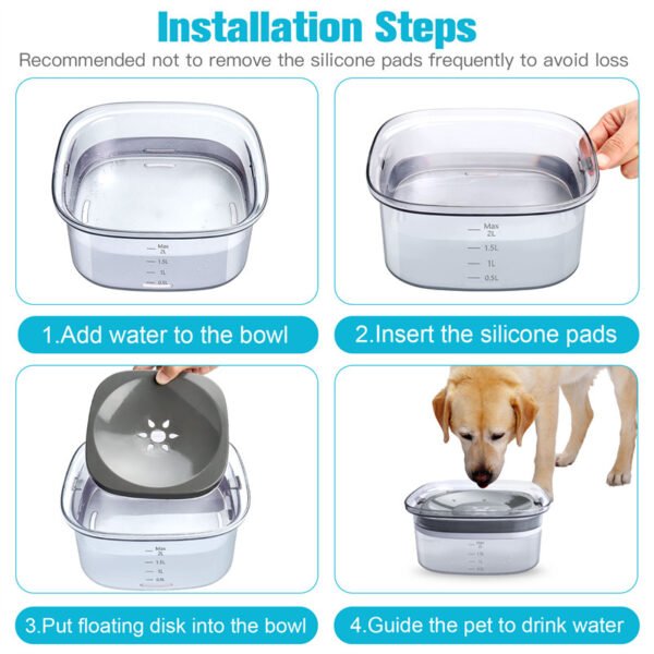 70oz Dog Water Bowl Large Capacity Spill Proof Dog Bowl Transparent 2L Visible Water Level Slow Drinking Bowl For Dogs And Cats Pet Products - Image 2