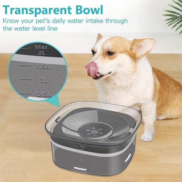 70oz Dog Water Bowl Large Capacity Spill Proof Dog Bowl Transparent 2L Visible Water Level Slow Drinking Bowl For Dogs And Cats Pet Products - Image 3