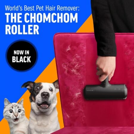 Pet Hair Remover With Reusable Sticky Applicator - Black Cat And Dog Hair Remover For Furniture, Sofas, Carpets, Clothing And Bedding - Portable Multi-Surface Hair Removal Tool