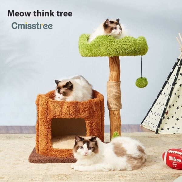 Solid Wood Cat Climbing Tree Nest Integrated Without Covering An Area - Image 5