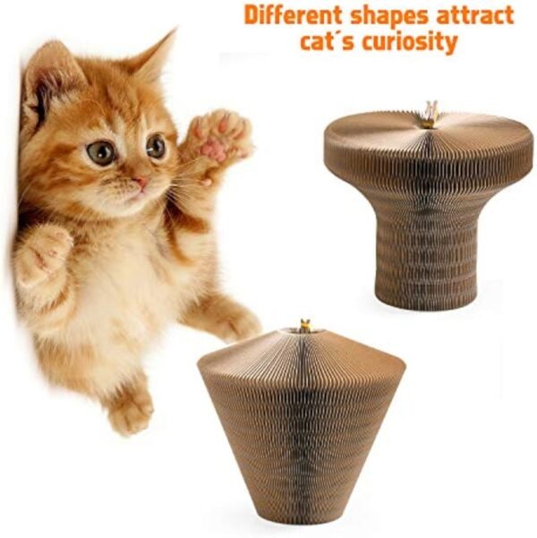 Collapsible Cat Scratcher Lounge Bed Cardboard Cat Bed, Corrugated Pet Scratcher Pad Round Cat Scratching Bed Nest For Indoor Big Large Kitty Kitten Cats - Image 4