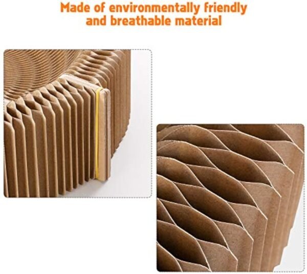Collapsible Cat Scratcher Lounge Bed Cardboard Cat Bed, Corrugated Pet Scratcher Pad Round Cat Scratching Bed Nest For Indoor Big Large Kitty Kitten Cats - Image 3
