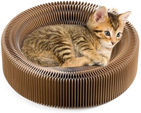 Collapsible Cat Scratcher Lounge Bed Cardboard Cat Bed, Corrugated Pet Scratcher Pad Round Cat Scratching Bed Nest For Indoor Big Large Kitty Kitten Cats - Image 7