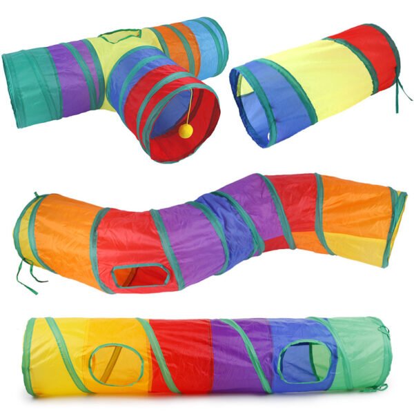 Pet Tunnel Cat Rainbow Interactive Toy - Image 2