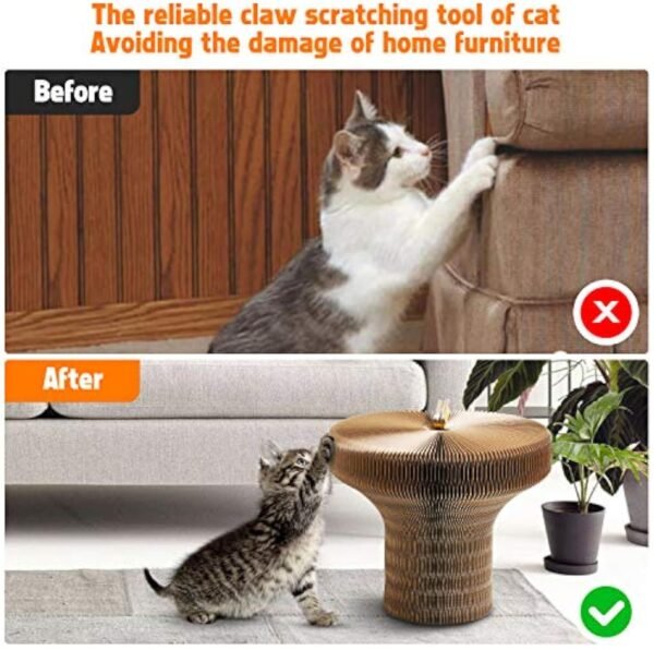 Collapsible Cat Scratcher Lounge Bed Cardboard Cat Bed, Corrugated Pet Scratcher Pad Round Cat Scratching Bed Nest For Indoor Big Large Kitty Kitten Cats - Image 6