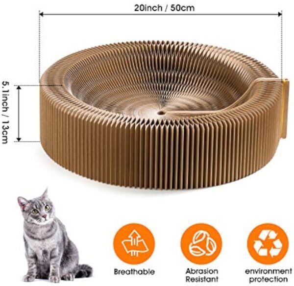 Collapsible Cat Scratcher Lounge Bed Cardboard Cat Bed, Corrugated Pet Scratcher Pad Round Cat Scratching Bed Nest For Indoor Big Large Kitty Kitten Cats - Image 5