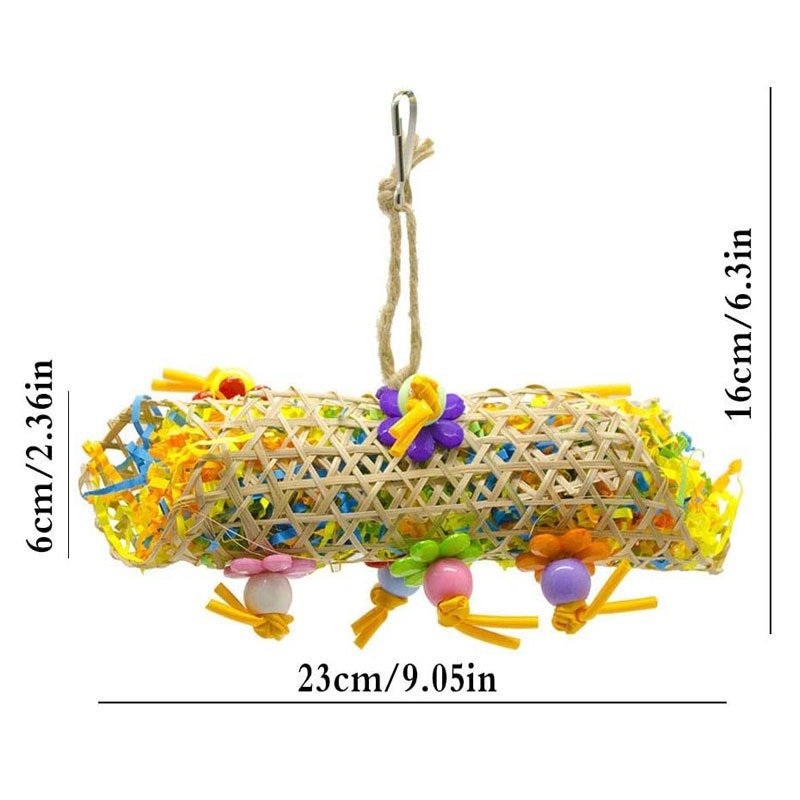 3pcs Parrot Gnawing Toys – Natural Rattan Ball & Wooden Set - Image 3
