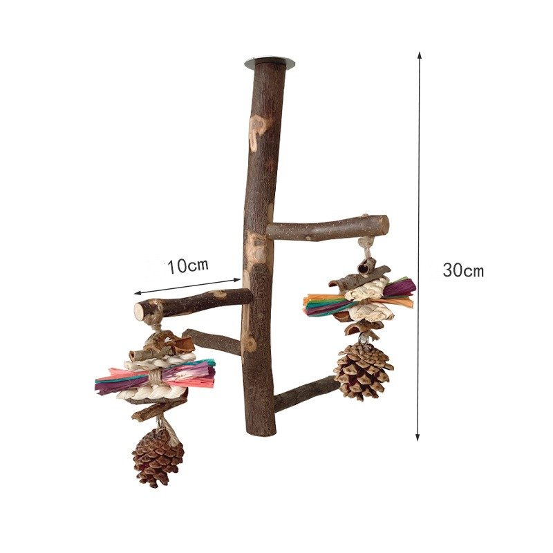 Parrot Bird Wood Stand Pole Toy – Natural Wooden Perch for Birds - Image 6