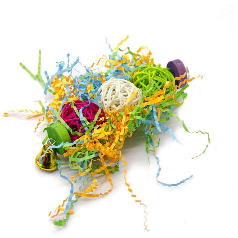 3pcs Parrot Gnawing Toys – Natural Rattan Ball & Wooden Set - Image 2
