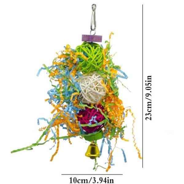 3pcs Parrot Gnawing Toys – Natural Rattan Ball & Wooden Set - Image 5