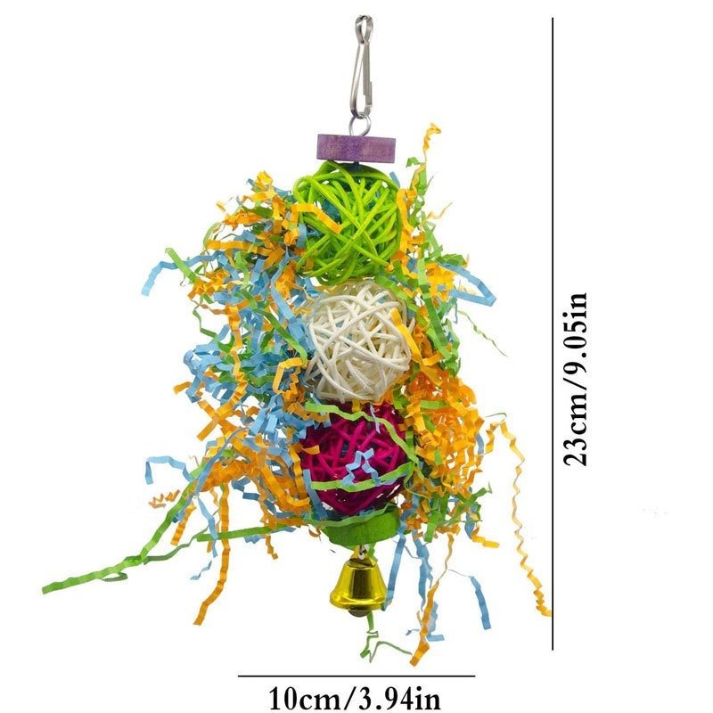 3pcs Parrot Gnawing Toys – Natural Rattan Ball & Wooden Set - Image 5